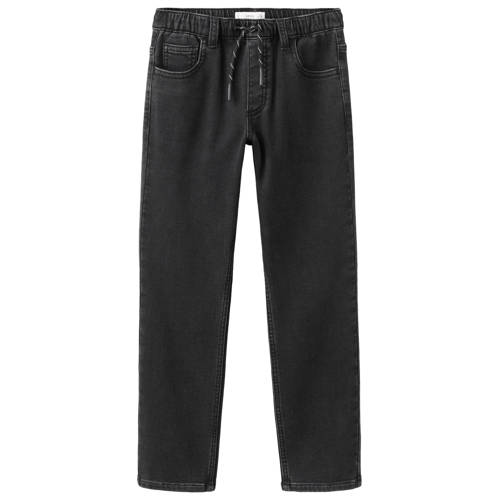 Mango Kids tapered jeans black denim Zwart Effen - maat 122 afbeelding