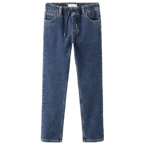 Mango Kids tapered jeans dark blue denim Blauw Effen - maat 128 afbeelding