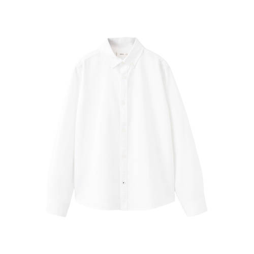 Mango Kids overhemd Wit Jongens Katoen Klassieke kraag Effen - maat 122 afbeelding