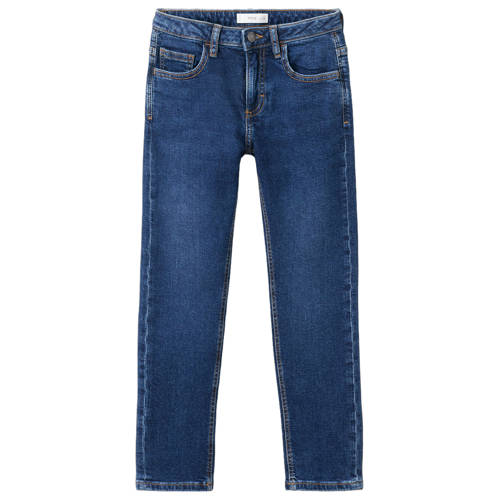 Mango Kids slim fit jeans dark blue denim Blauw Effen - maat 164 afbeelding