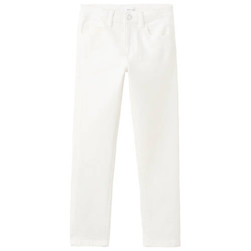 Mango Kids tapered jeans wit Jongens Denim Effen - maat 134 afbeelding
