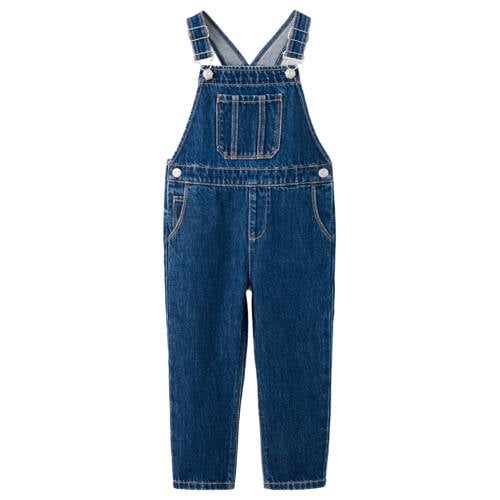Mango Kids denim tuinbroek medium blue denim Blauw Effen - maat 104 afbeelding