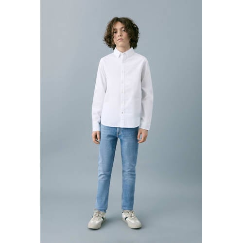 Mango Kids slim fit jeans medium blue denim Blauw Effen - maat 164 afbeelding