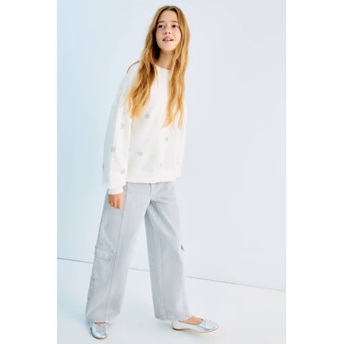 Mango Kids straight leg jeans light blue denim Blauw Effen