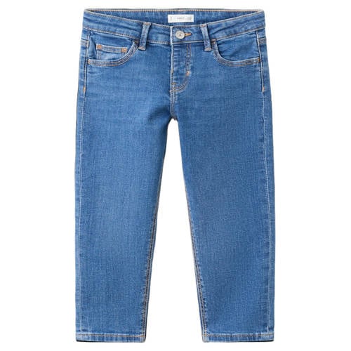 Mango Kids slim fit jeans blauw Jongens Denim Effen - maat 104 afbeelding