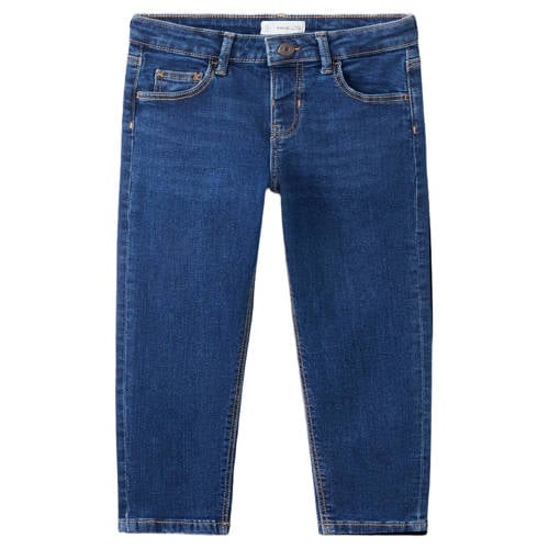 Mango Kids slim fit jeans medium blue denim Blauw Effen - maat 98 afbeelding