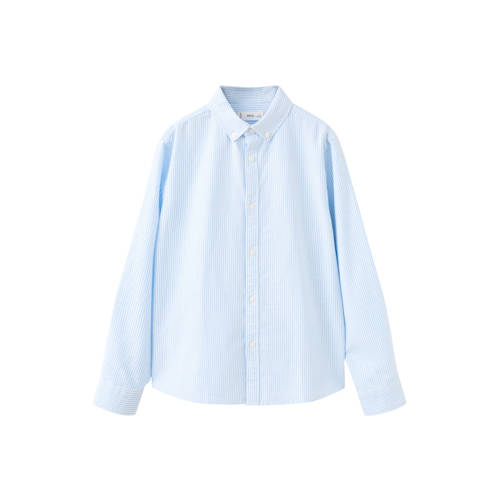 Mango Kids gestreepte overhemd lichtblauw Jongens Katoen Button down Streep - maat 122 afbeelding