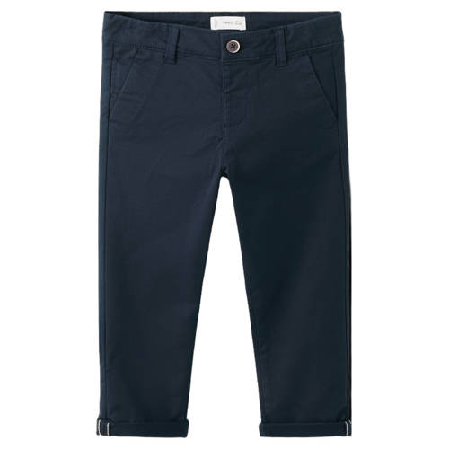 Mango Kids chino donkerblauw Broek Jongens Katoen Effen - maat 104 afbeelding