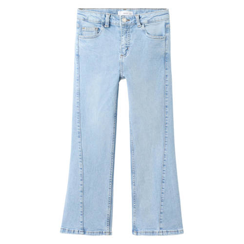 Mango Kids high waist flared jeans light blue denim Blauw Effen - maat 164 afbeelding