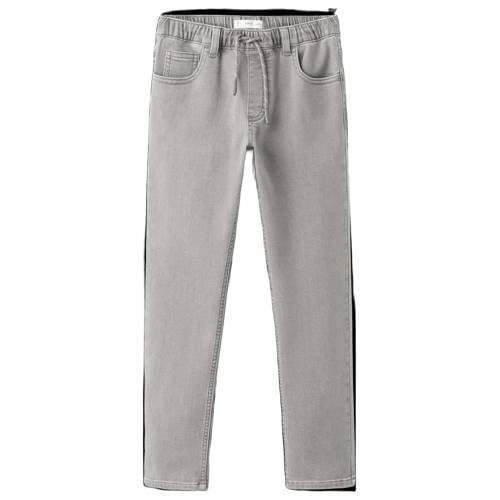 Mango Kids tapered jeans grey denim Grijs Effen - maat 164 afbeelding