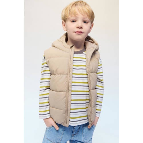 Mango Kids bodywarmer beige Jongens Polyester Capuchon Effen - maat 86 afbeelding
