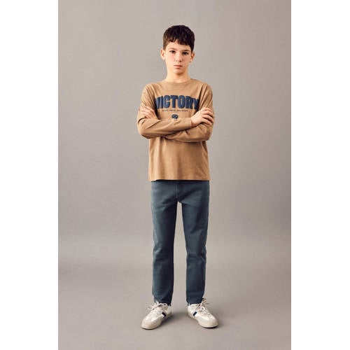 Mango Kids casual broek marineblauw Meisjes Stretchkatoen Effen - maat 122 afbeelding