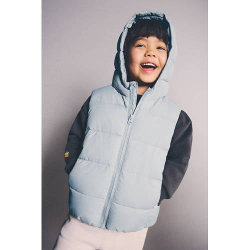 Mango Kids bodywarmer turquoise Blauw Jongens Polyester Capuchon Effen - maat 110 afbeelding