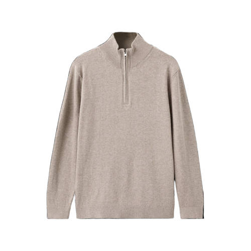 Mango Kids gebreide trui beige Jongens Katoen Opstaande kraag Effen