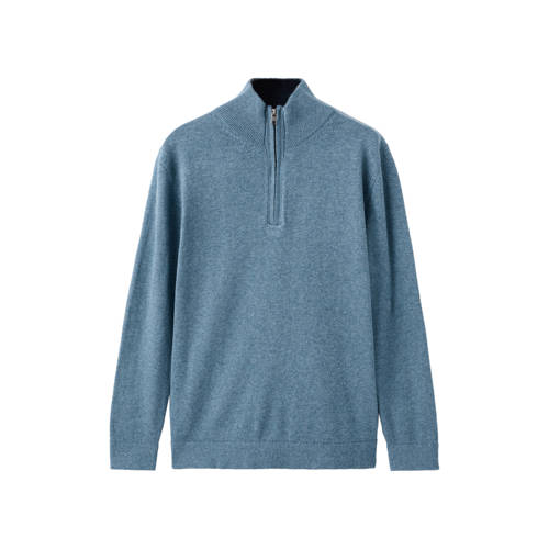 Mango Kids gebreide trui middenblauw Jongens Katoen Opstaande kraag Effen