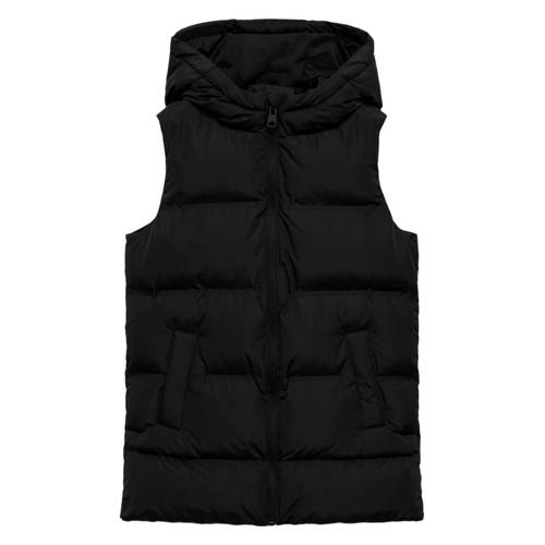 Mango Kids bodywarmer zwart Jongens Polyester Capuchon Effen - maat 116 afbeelding