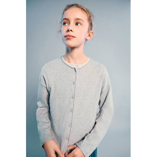 Mango Kids gebreid vest grijs Meisjes Katoen Ronde hals Effen - maat 164 afbeelding