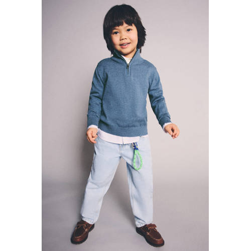 Mango Kids schipperstrui blauw Jongens Katoen Opstaande kraag Effen - maat 80 afbeelding