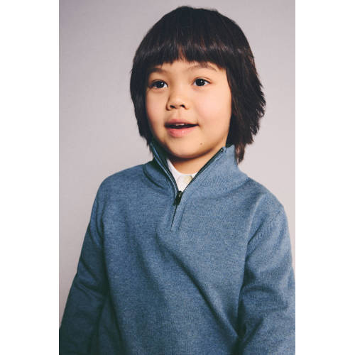 Mango Kids schipperstrui blauw Jongens Katoen Opstaande kraag Effen - maat 104 afbeelding