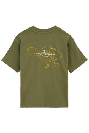 T-shirt met backprint olijfgroen
