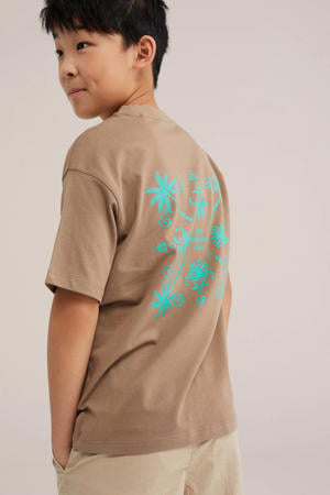 T-shirt met backprint lichtbruin