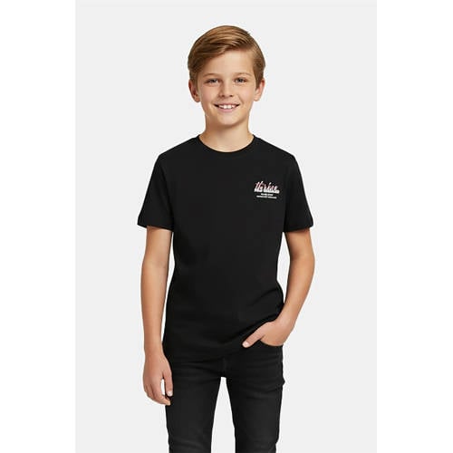 Cars T-shirt met backprint zwart Jongens Katoen Ronde hals Backprint - maat 128 afbeelding