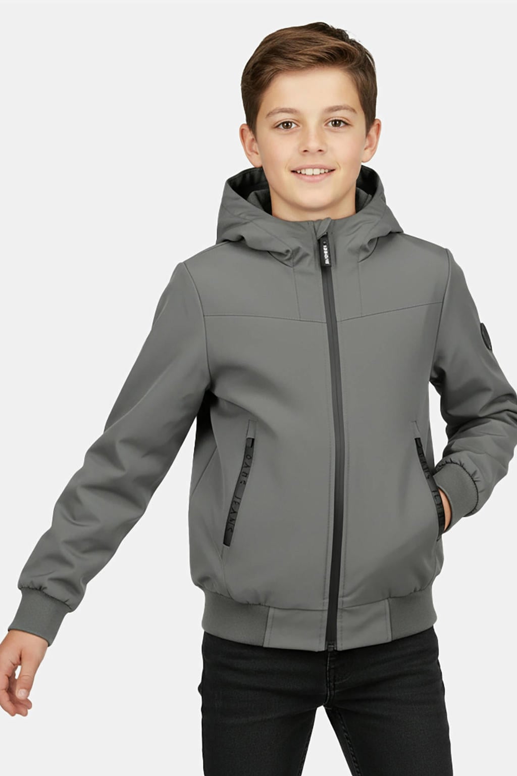 Groene jongens Cars zomerjas van polyester met effen, lange mouwen, capuchon, ritssluiting en elastische boord