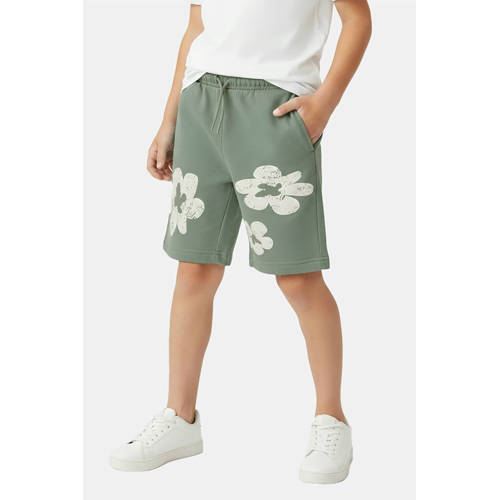 Cars regular waist gebloemde sweatshort groen Korte broek Jongens Katoen - maat 128 afbeelding