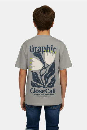 T-shirt met backprint grijs