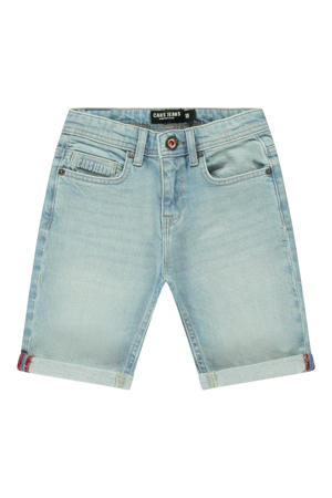 regular waist short light blue denim