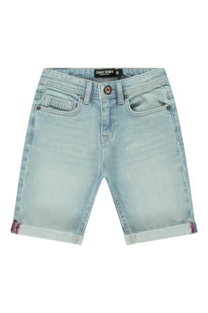 regular waist short light blue denim