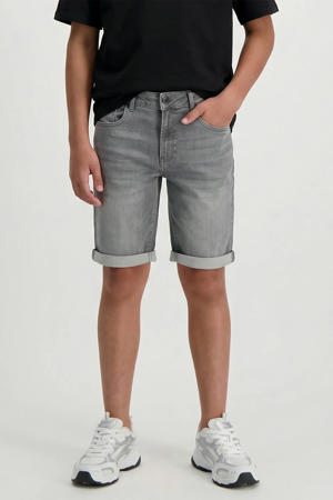 regular waist short grey denim