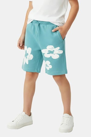 regular waist gebloemde sweatshort lichtblauw