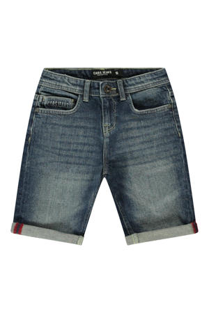 regular waist short dark blue denim