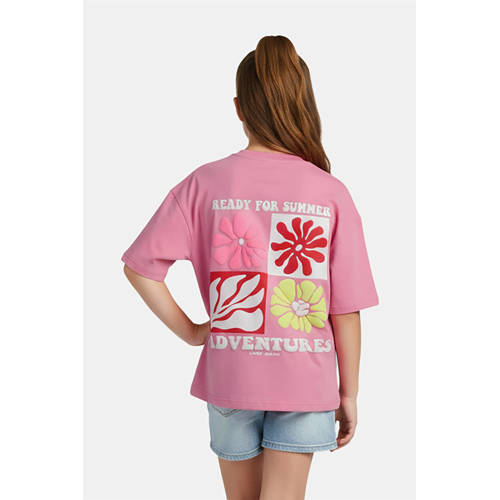 Cars T-shirt met backprint roze Meisjes Katoen Ronde hals Backprint - maat 140 afbeelding