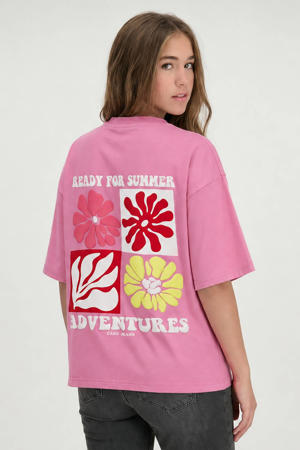T-shirt met backprint roze