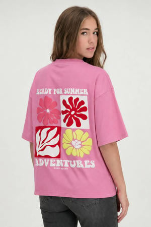 T-shirt met backprint roze