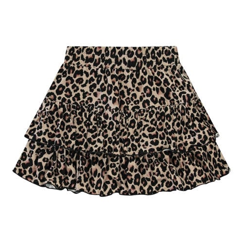 Cars midi rok strokenrok met panterprint bruin Meisjes Viscose Dierenprint - maat 140 afbeelding