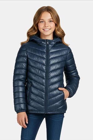 gewatteerde jas donkerblauw