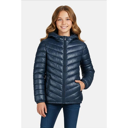 Cars gewatteerde jas donkerblauw Meisjes Polyamide Capuchon Effen - maat 152 afbeelding