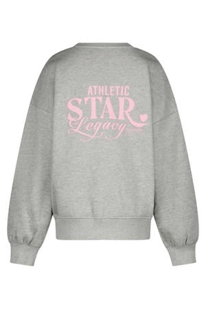 sweater met backprint grijs melange