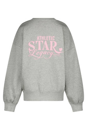 sweater met backprint grijs melange