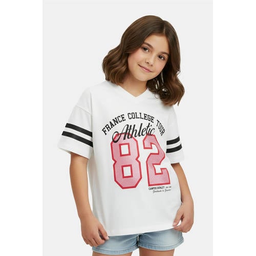 Cars T-shirt wit Meisjes Katoen V-hals Printopdruk - maat 140 afbeelding