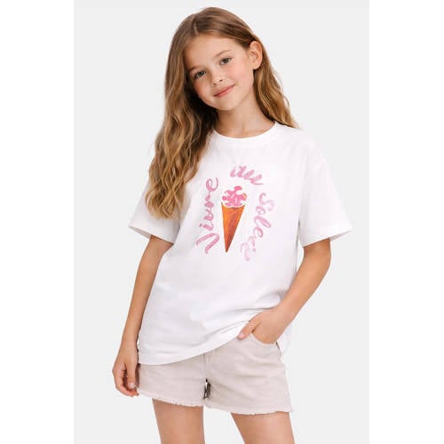 Cars T-shirt wit Meisjes Katoen Ronde hals Printopdruk - maat 140 afbeelding