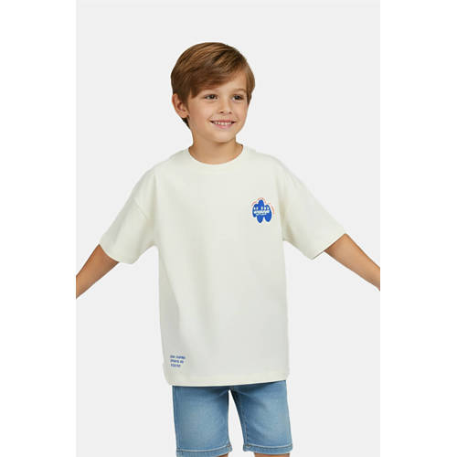 Little Cars T-shirt met backprint ecru Jongens Viscose Ronde hals Backprint - maat 92 afbeelding