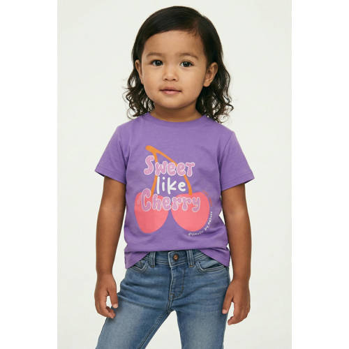 Little Cars T-shirt paars Meisjes Stretchkatoen Ronde hals Printopdruk - maat 98 afbeelding