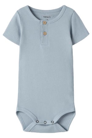 romper blauw rib gebreid