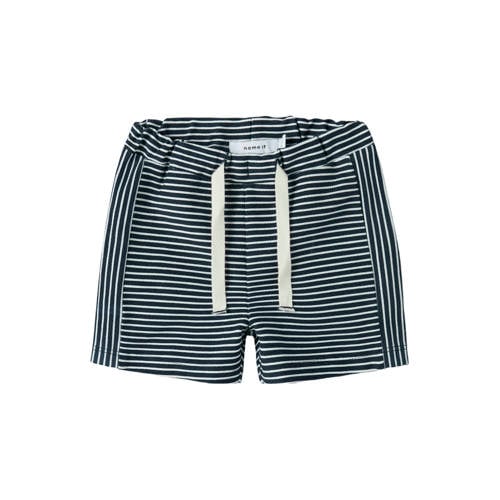 NAME IT BABY regular gestreepte casual short donkerblauw Korte broek Jongens Stretchkatoen