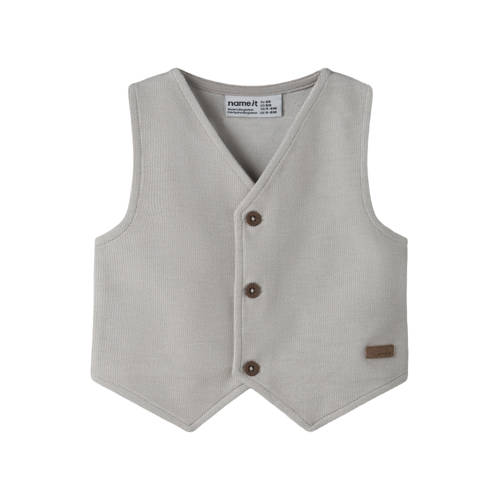 NAME IT BABY gilet Beige Jongens Polyester V-hals Effen - maat 68 afbeelding