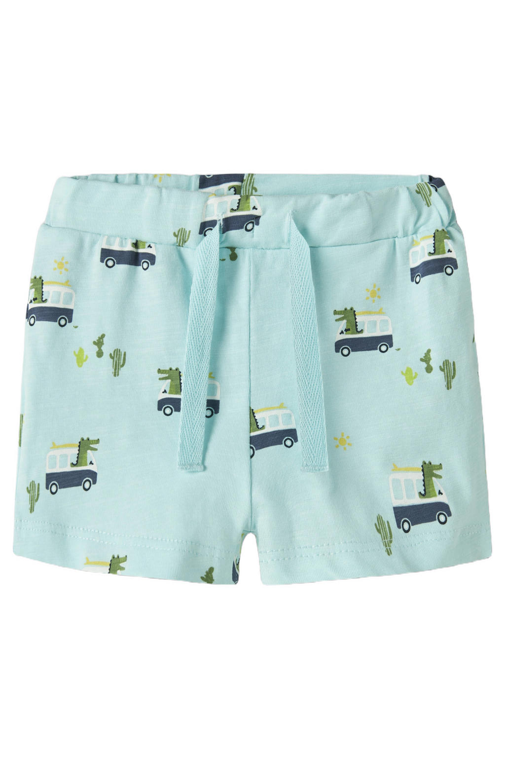 Blauwe jongens NAME IT BABY regular casual short van stretchkatoen met elastische tailleband met koord